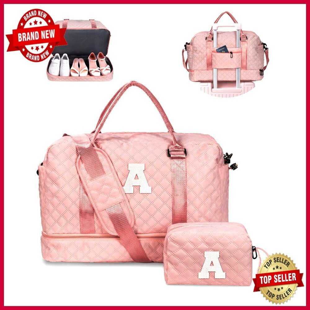 Personalized Duffle Bag with Shoe Compartment, Weekender Travel Tote